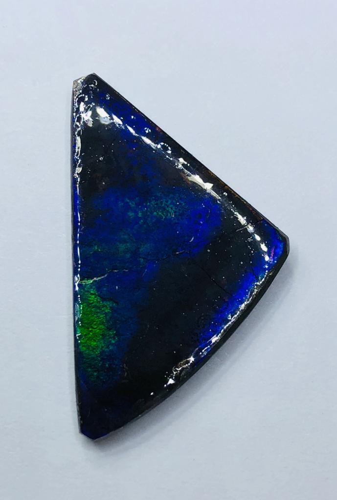 Genuine Ammolite "Canada's Opal" 34x20mm Free Form Triplet Blue Green Gem