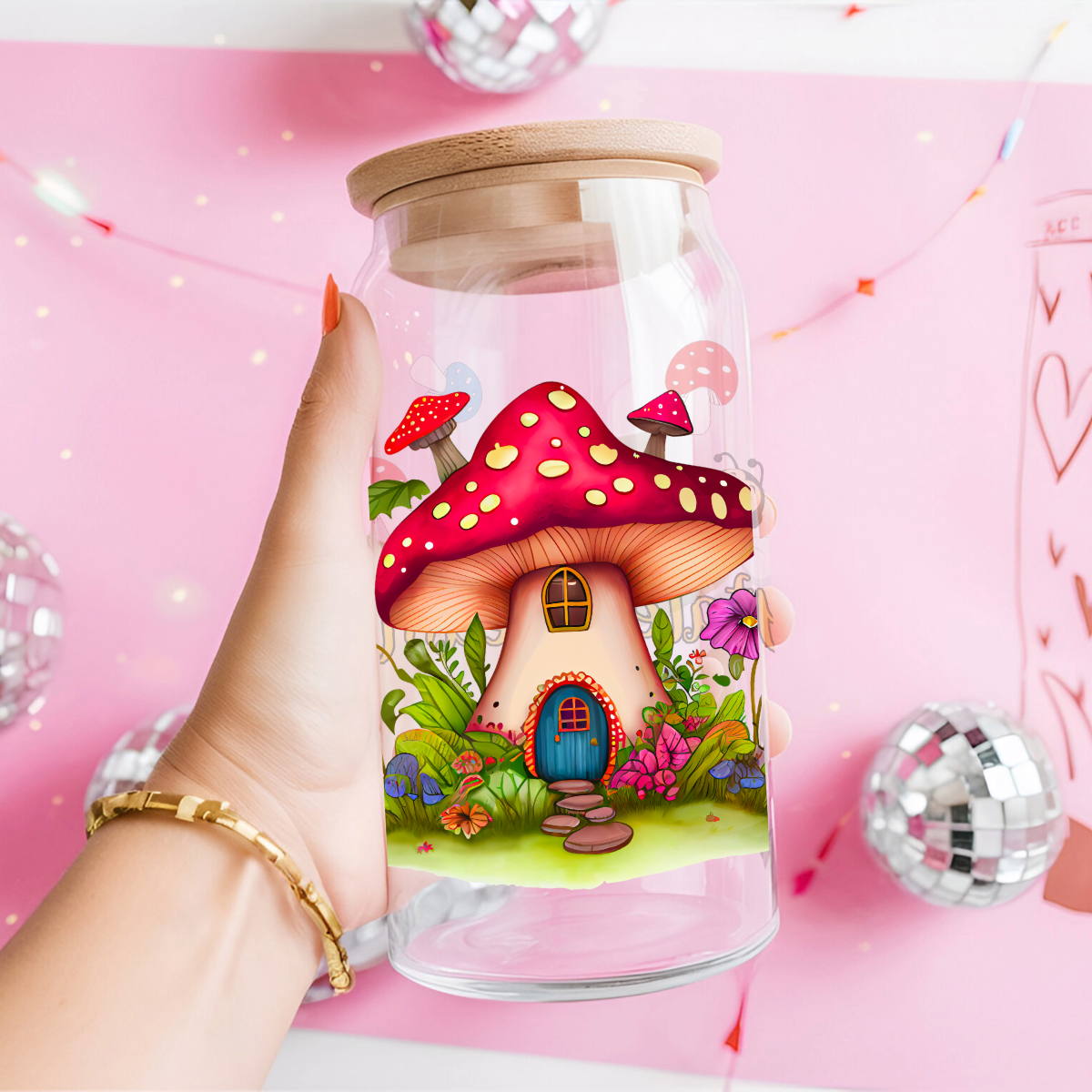 Fairytale Dream 16oz Iced Coffee Mug with Bamboo Lid and Straw