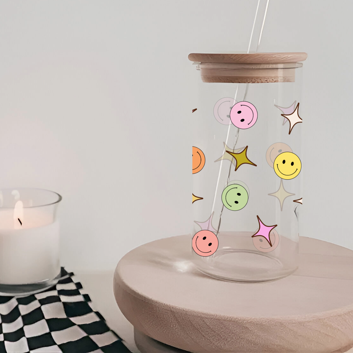 Full of Smileys 16oz Iced Coffee Mug with Bamboo Lid and Straw