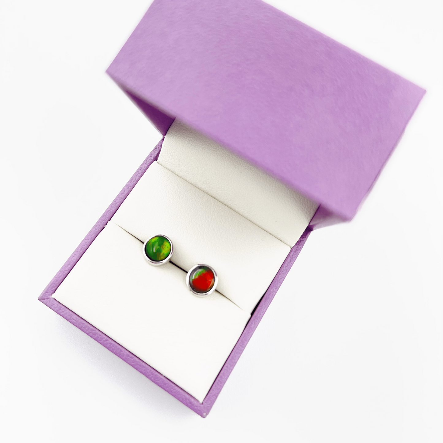 Rare Ammolite Multicolor Studs in Sterling Silver