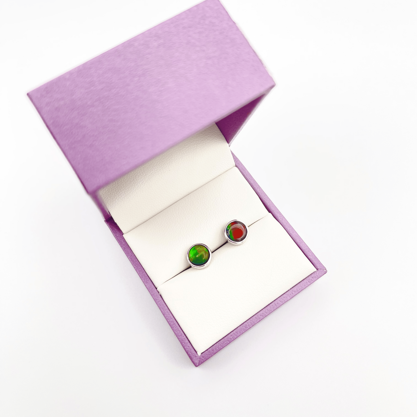 Rare Ammolite Multicolor Studs in Sterling Silver
