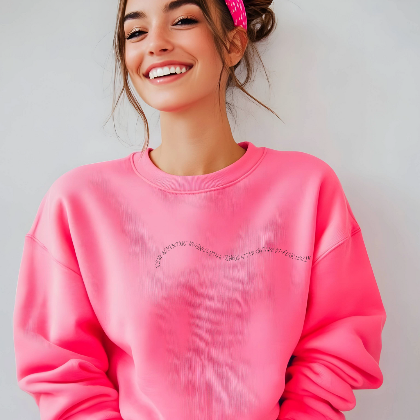 Women's "Every Adventure Begins with" Front and Back Design Sweatshirt - Black
