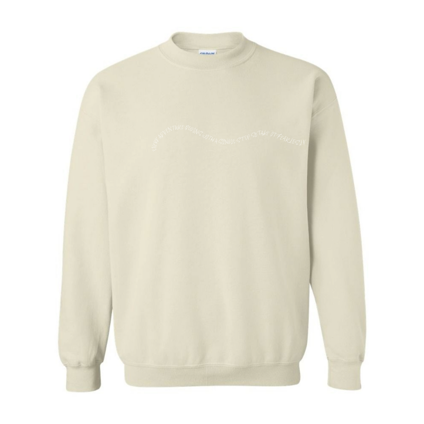 Women's "Every Adventure Begins with" Front and Back Design Sweatshirt - White