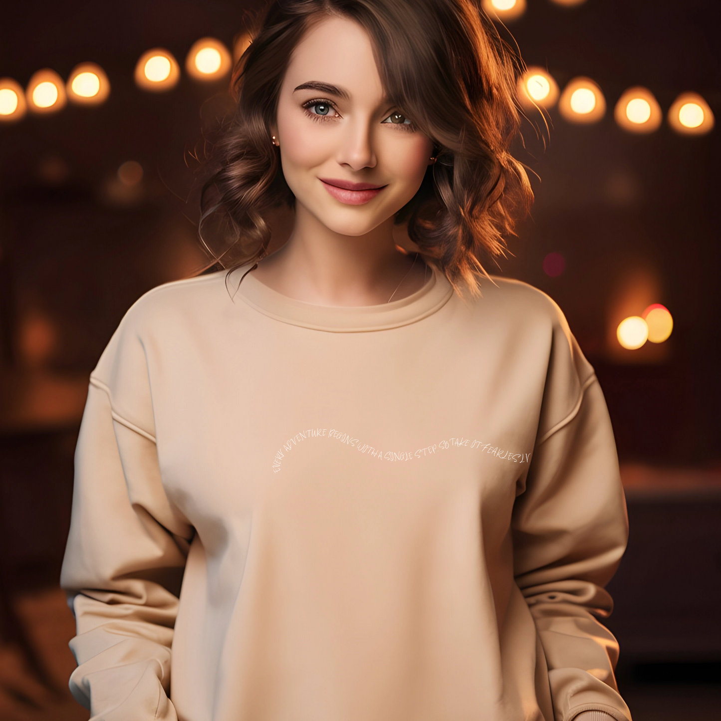 Women's "Every Adventure Begins with" Front and Back Design Sweatshirt - White