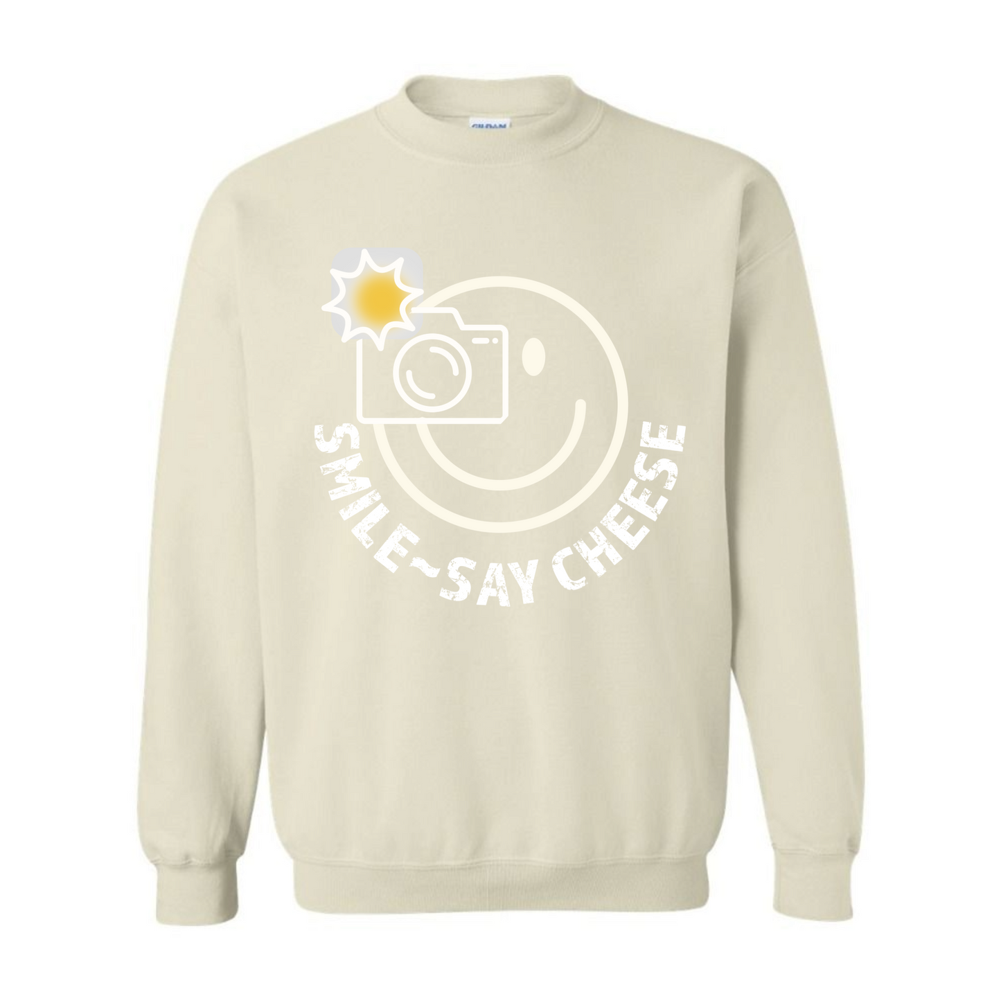 Men's Smile ~ Say Cheese Sweatshirt - White