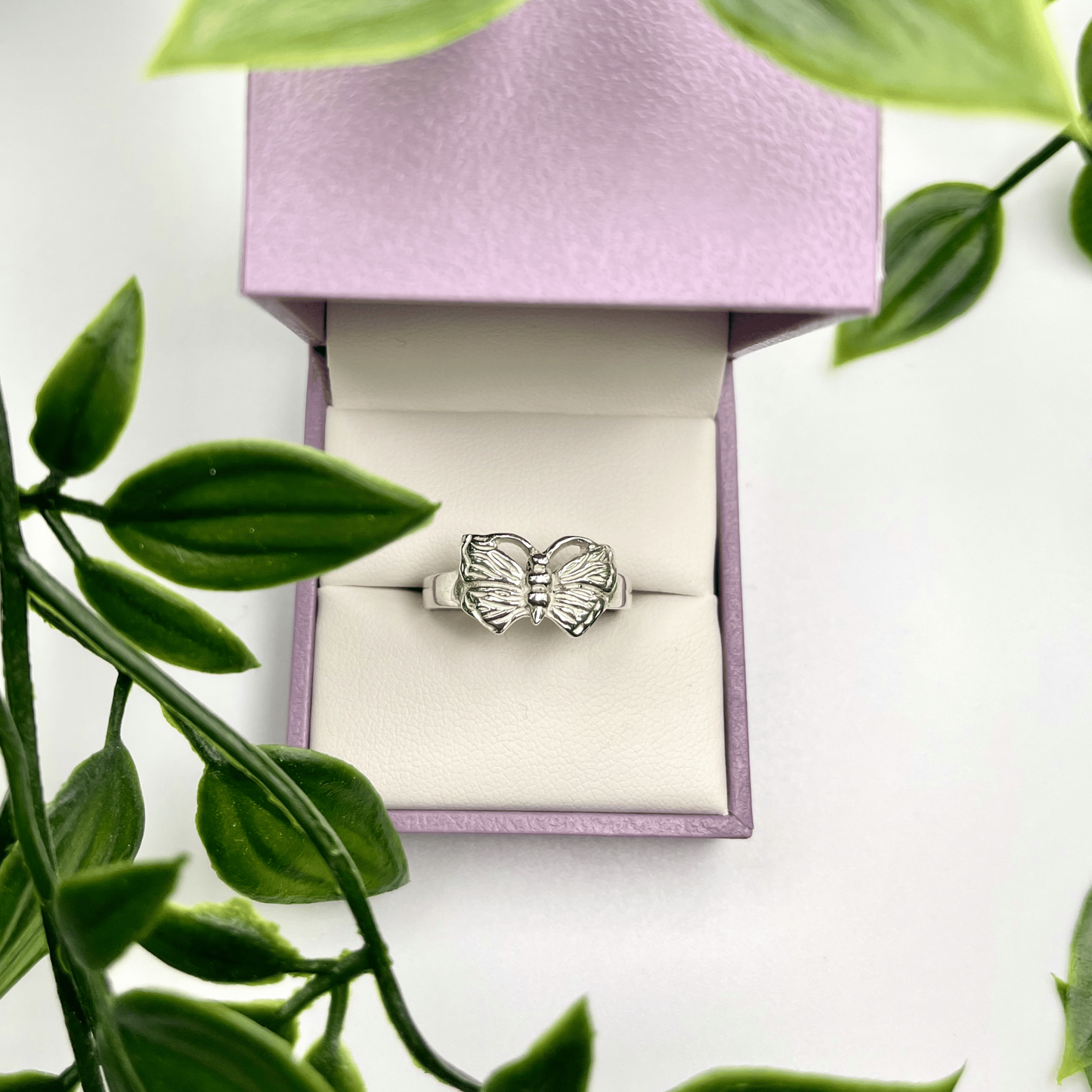 Women’s Sterling Silver Butterfly Ring – Elegant & Symbolic (US Size 8.5 and 6.5)