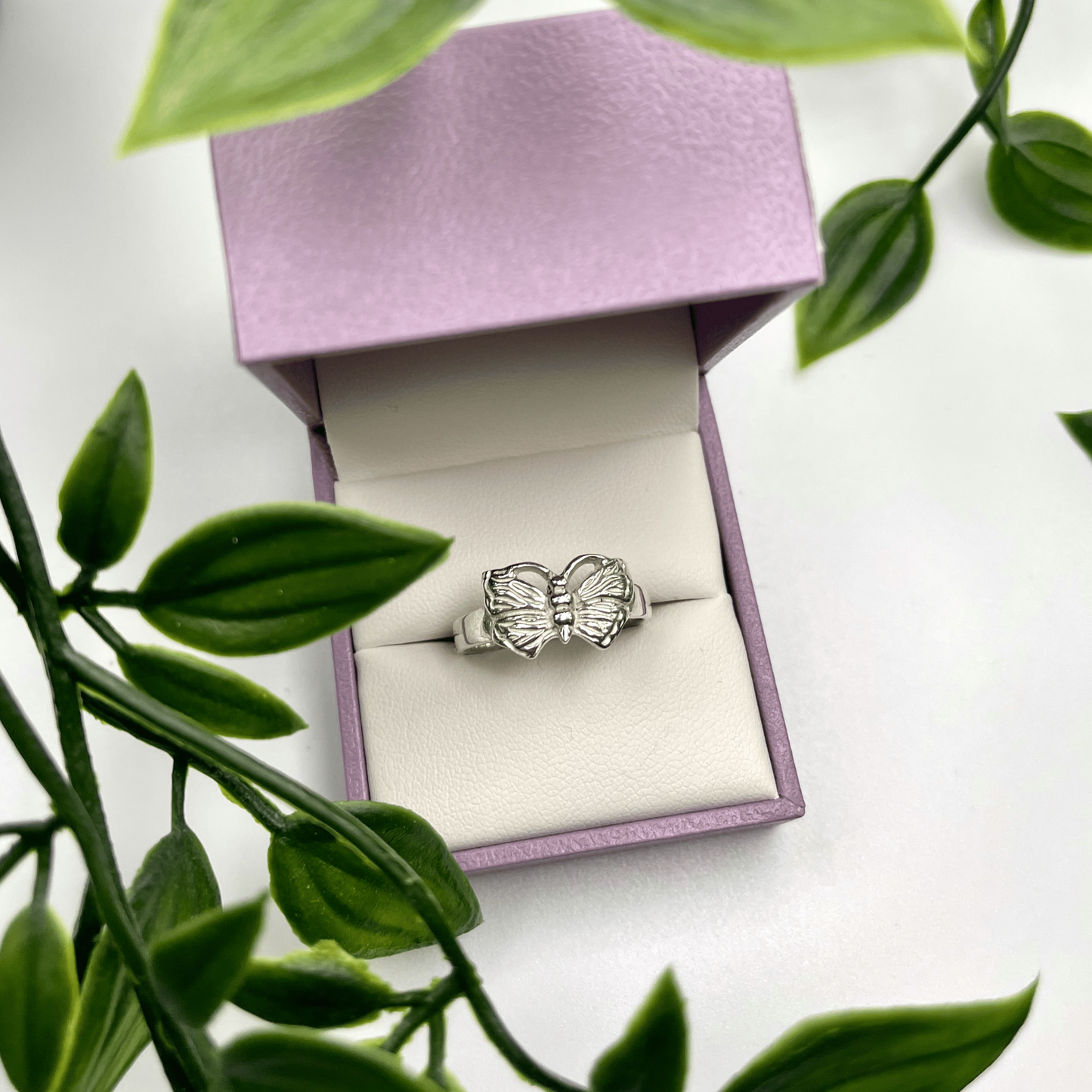 Women’s Sterling Silver Butterfly Ring – Elegant & Symbolic (US Size 8.5 and 6.5)