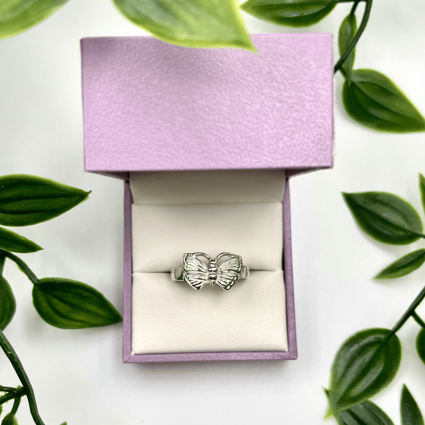 Women’s Sterling Silver Butterfly Ring – Elegant & Symbolic (US Size 8.5 and 6.5)