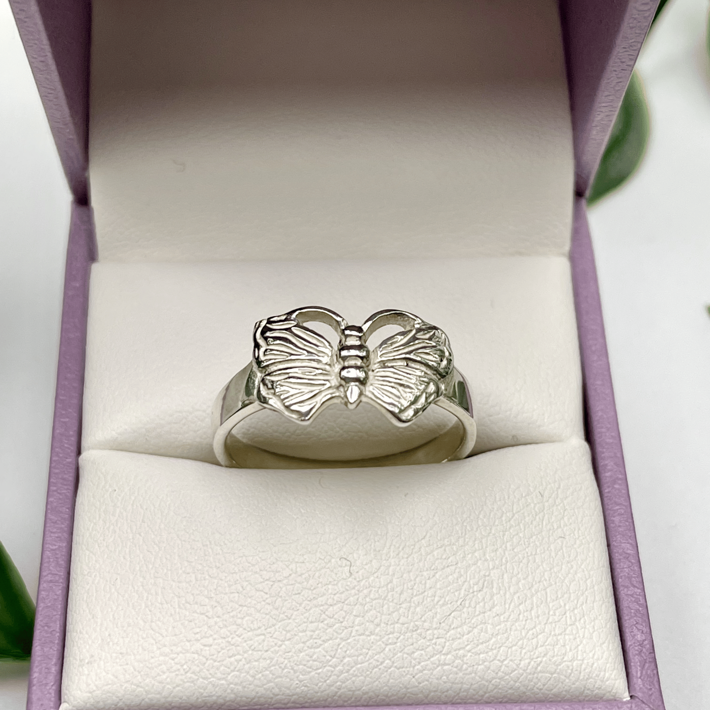 Women’s Sterling Silver Butterfly Ring – Elegant & Symbolic (US Size 8.5 and 6.5)