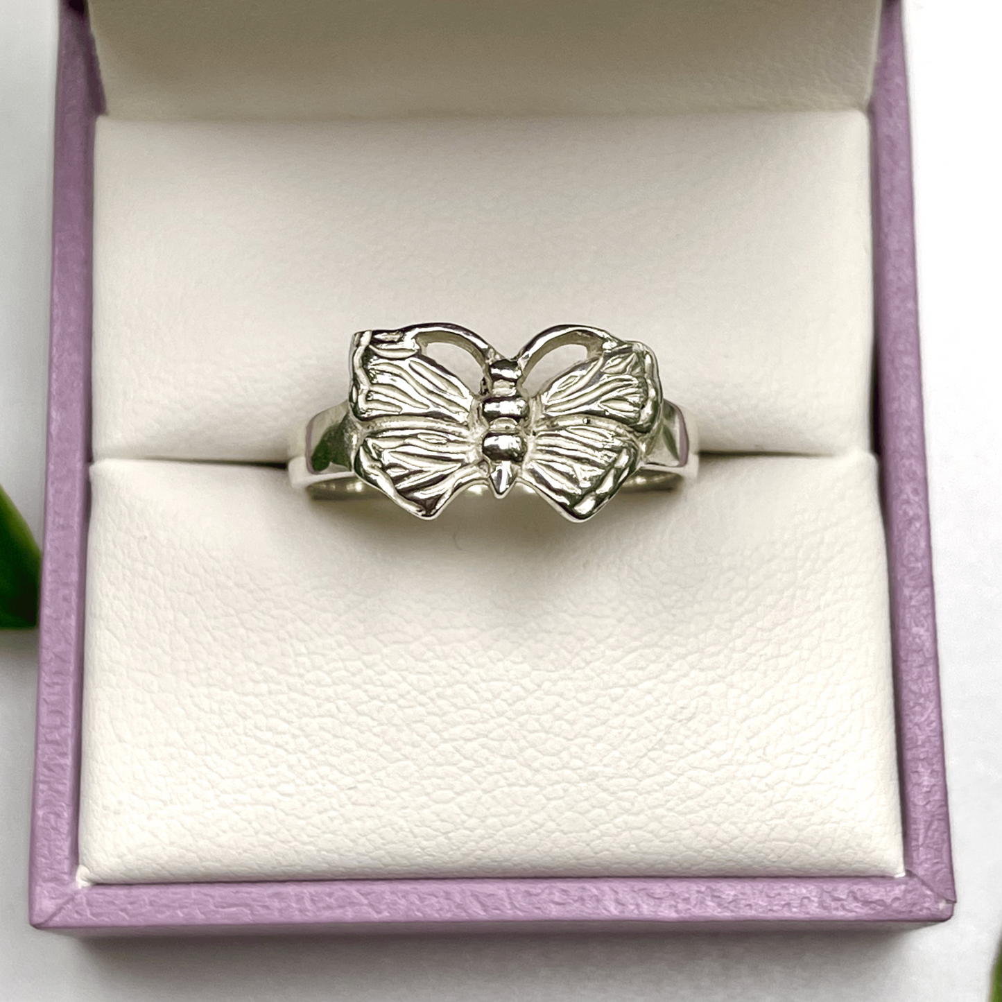 Women’s Sterling Silver Butterfly Ring – Elegant & Symbolic (US Size 8.5 and 6.5)