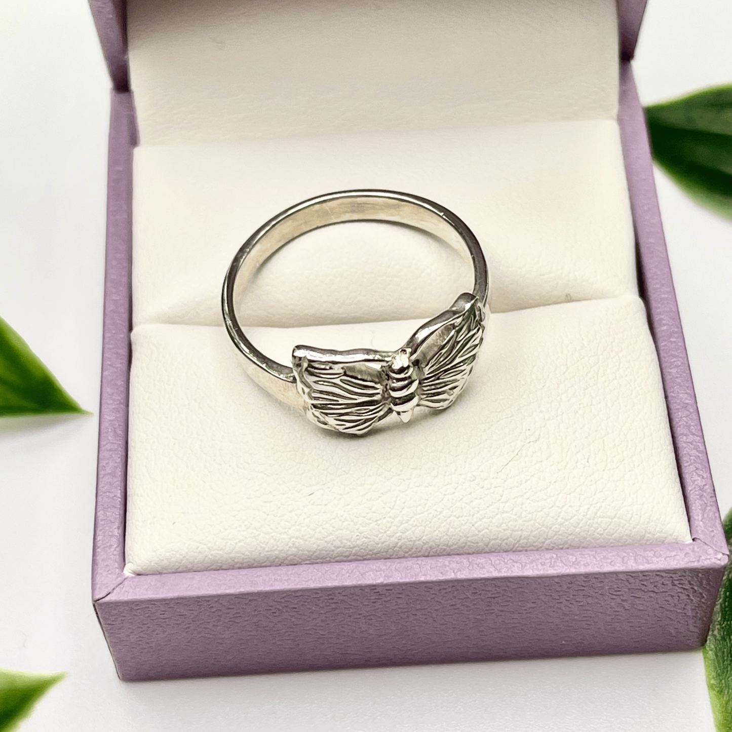 Women’s Sterling Silver Butterfly Ring – Elegant & Symbolic (US Size 8.5 and 6.5)