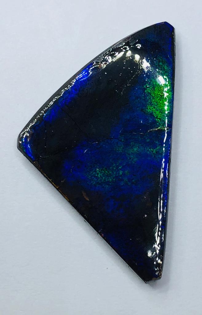 Genuine Ammolite "Canada's Opal" 34x20mm Free Form Triplet Blue Green Gem