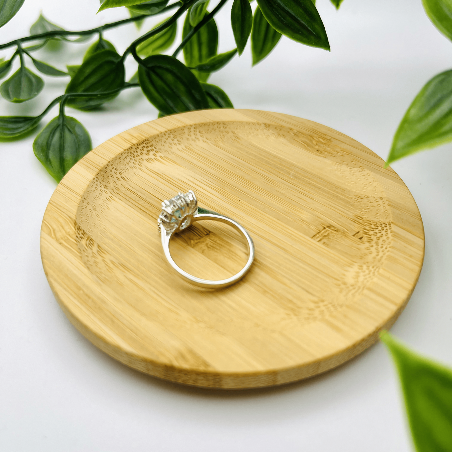 Ladies’ Sterling Silver Ring – Rectangular Topaz with White Stone Halo (Size 7 ¾)