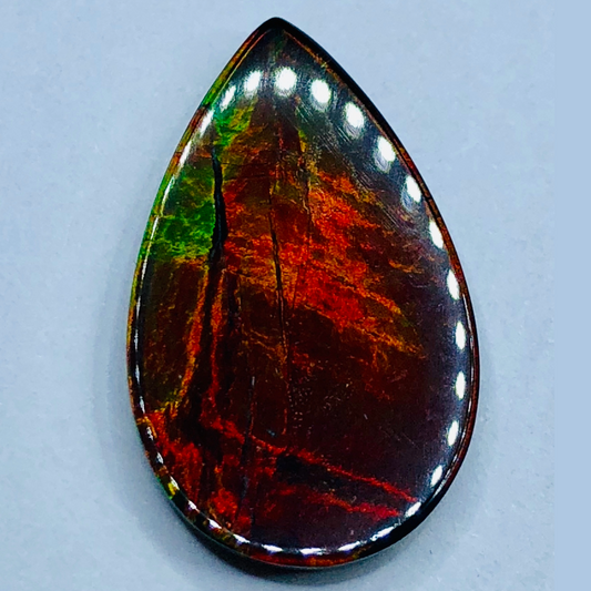 Genuine Ammolite "Canada's Opal " 22x13mm Triplet Vivid Red Gem