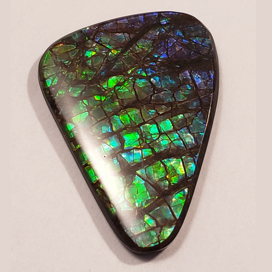 Genuine Freeform Dragon Skin Ammolite Gem – Green with a Hint of Blue and Purple 36x26mm