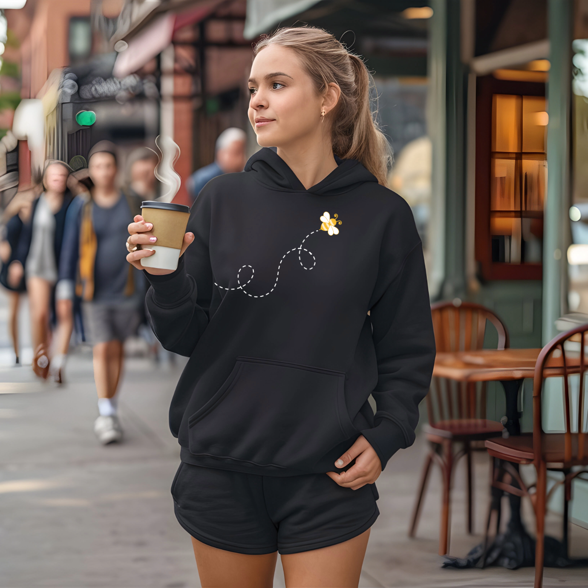 Women's Flying Bee Oversized Hoodie - White