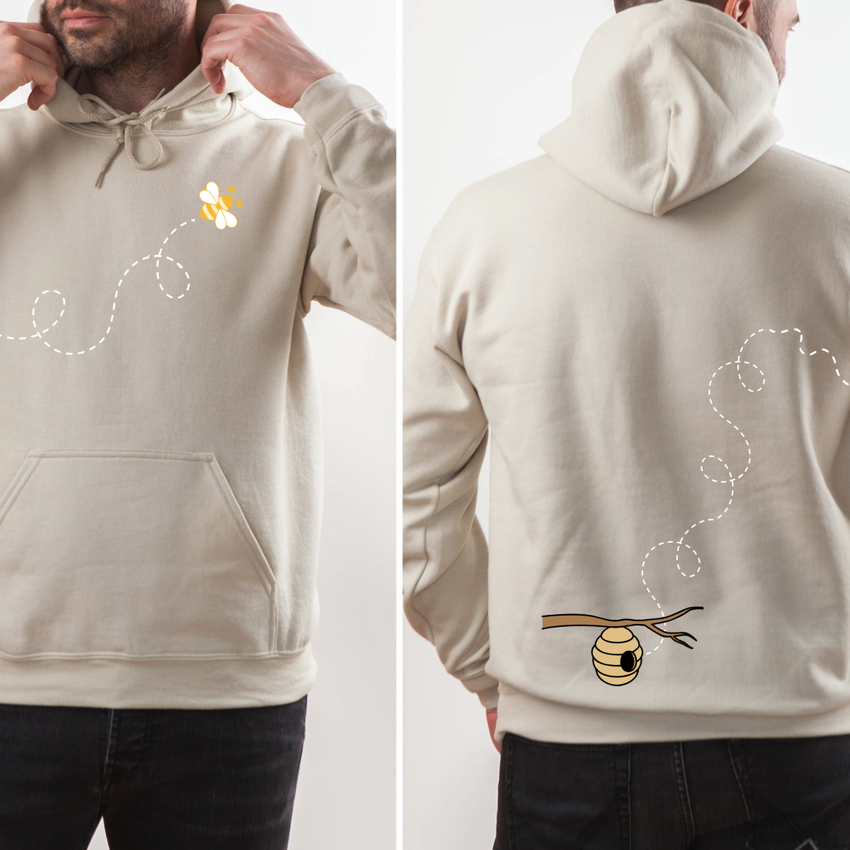 Men's Flying Bee Oversized Hoodie - White