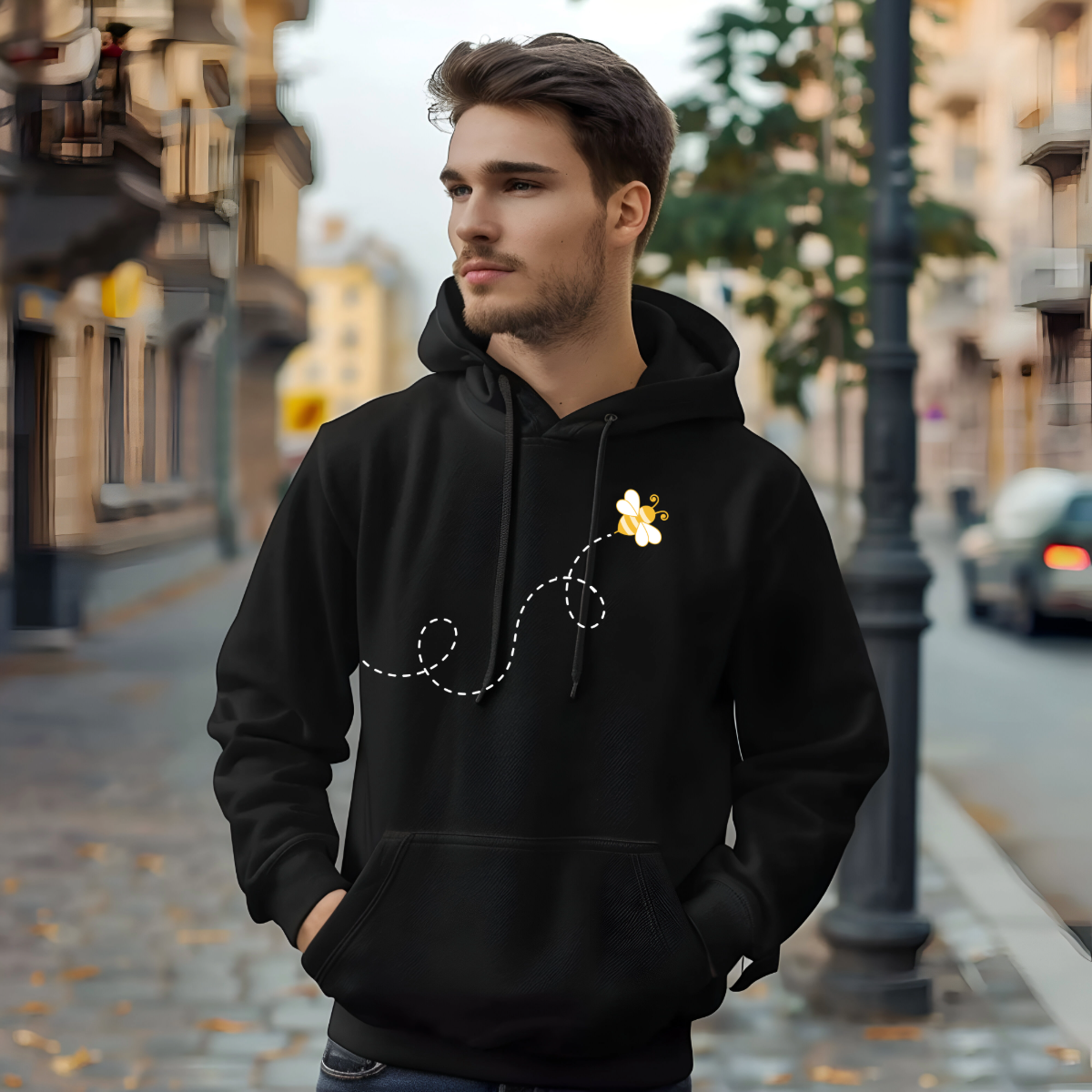 Men's Flying Bee Oversized Hoodie - White