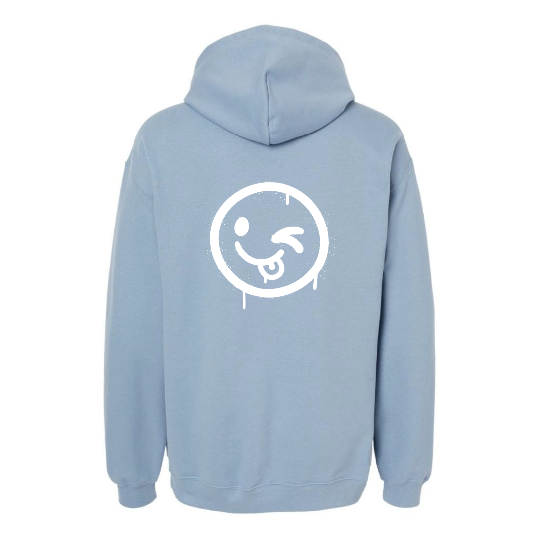Women's Silly Winking Smiley Oversized Hoodie - White