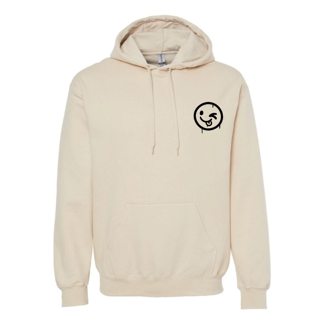 Men's Silly Winking Smiley Oversized Hoodie - Black