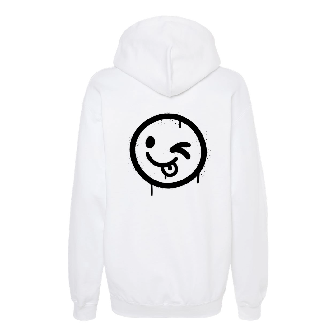 Men's Silly Winking Smiley Oversized Hoodie - Black