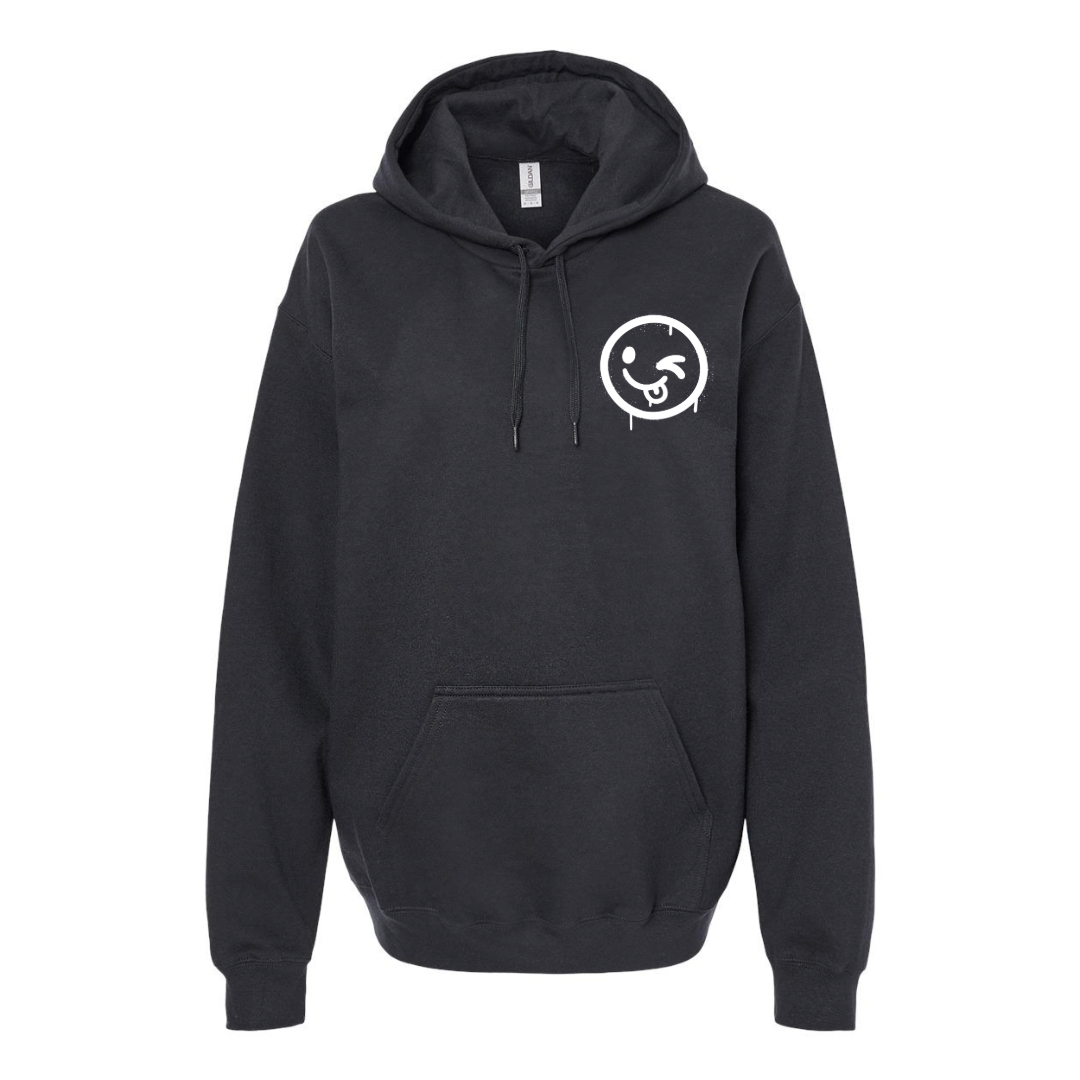 Women's Silly Winking Smiley Oversized Hoodie - White