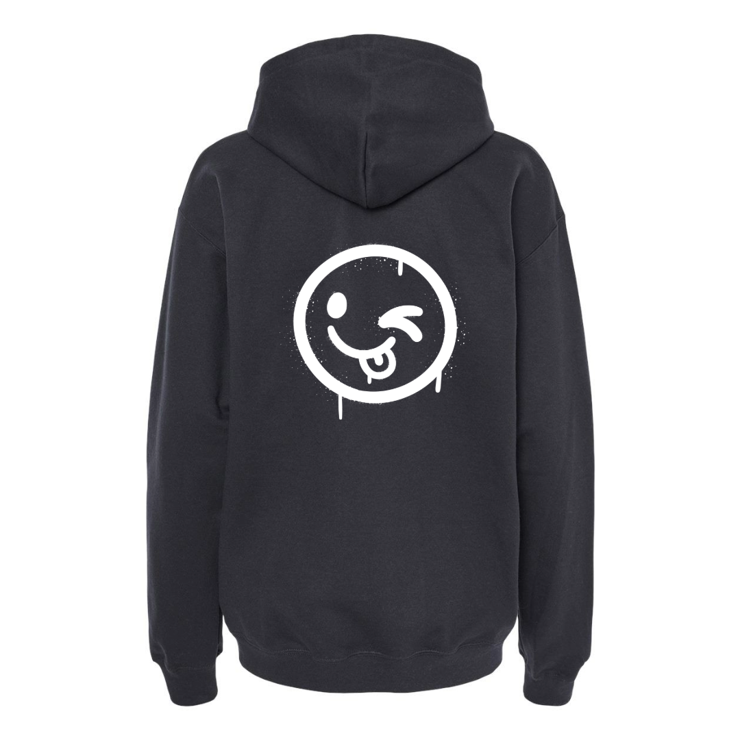 Women's Silly Winking Smiley Oversized Hoodie - White