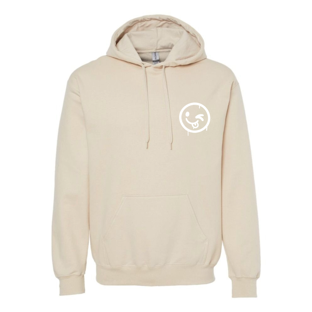 Women's Silly Winking Smiley Oversized Hoodie - White
