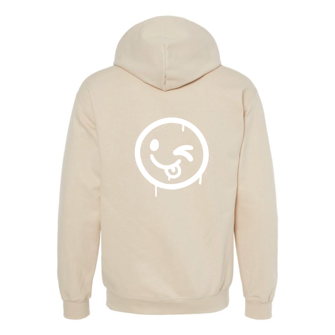 Women's Silly Winking Smiley Oversized Hoodie - White
