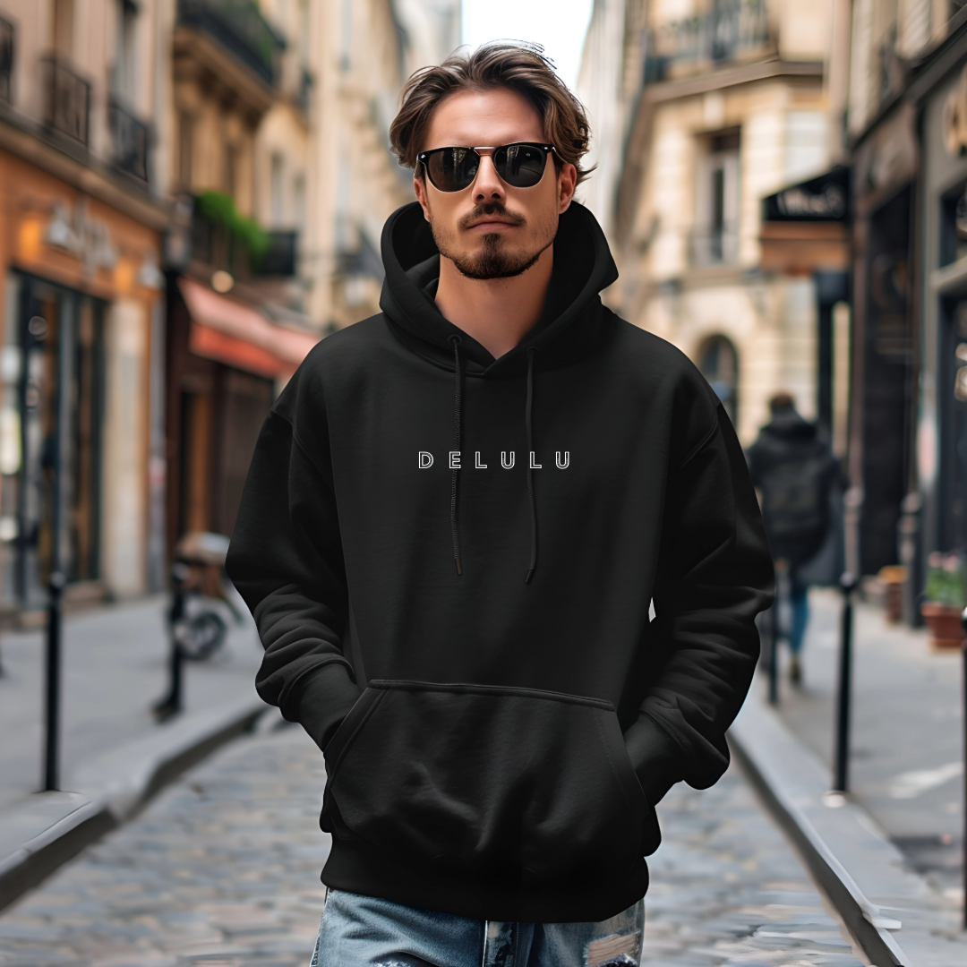 Men's Delulu Oversized Hoodie - White