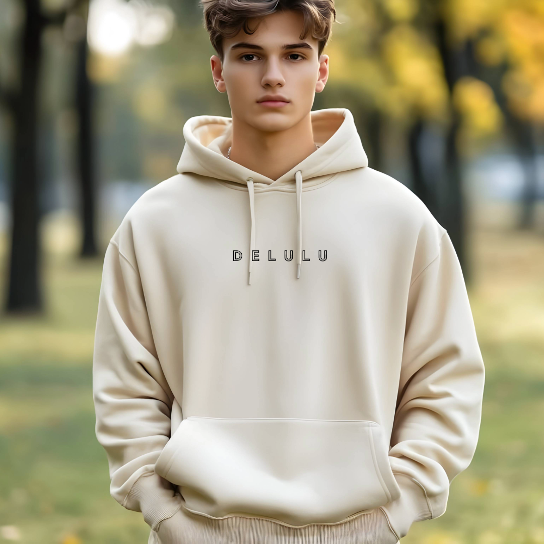 Men's Delulu Oversized Hoodie - Black