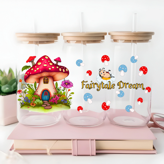 Fairytale Dream 16oz Iced Coffee Mug with Bamboo Lid and Straw