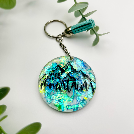Aurora-Inspired "Made for the Mountains" Keychain with Tassel