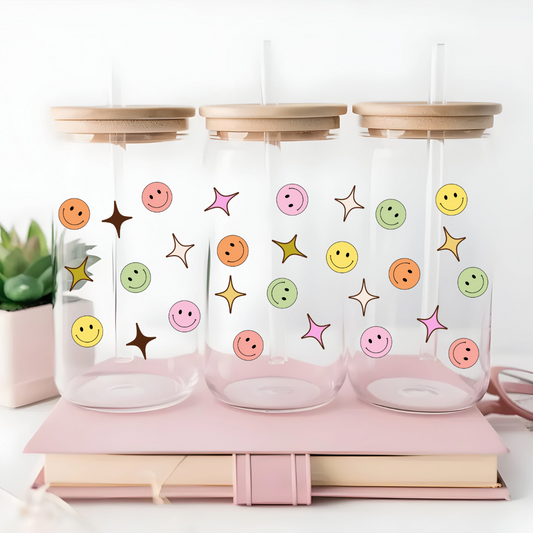 Full of Smileys 16oz Iced Coffee Mug with Bamboo Lid and Straw