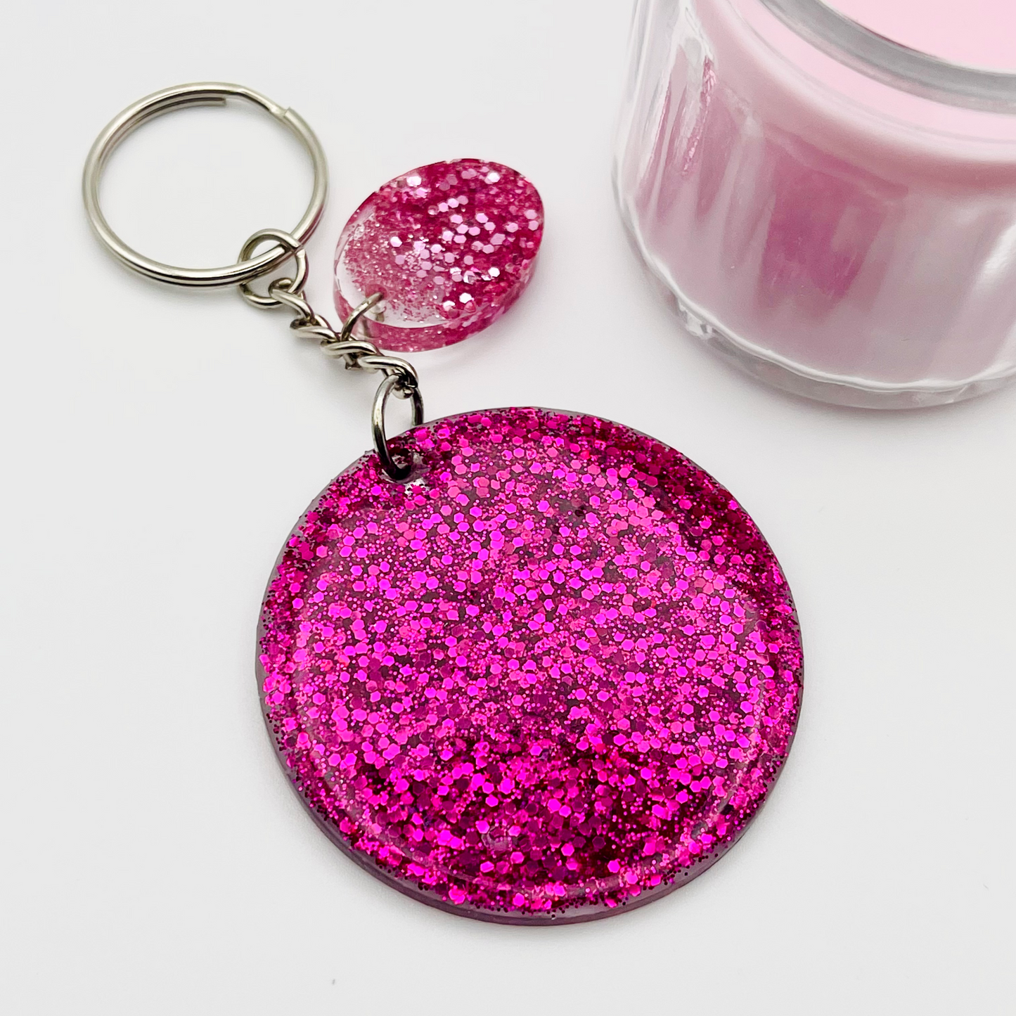 Pink Glitter Donut Acrylic Resin Handmade Keychain – Sweet & Sparkly Fun!