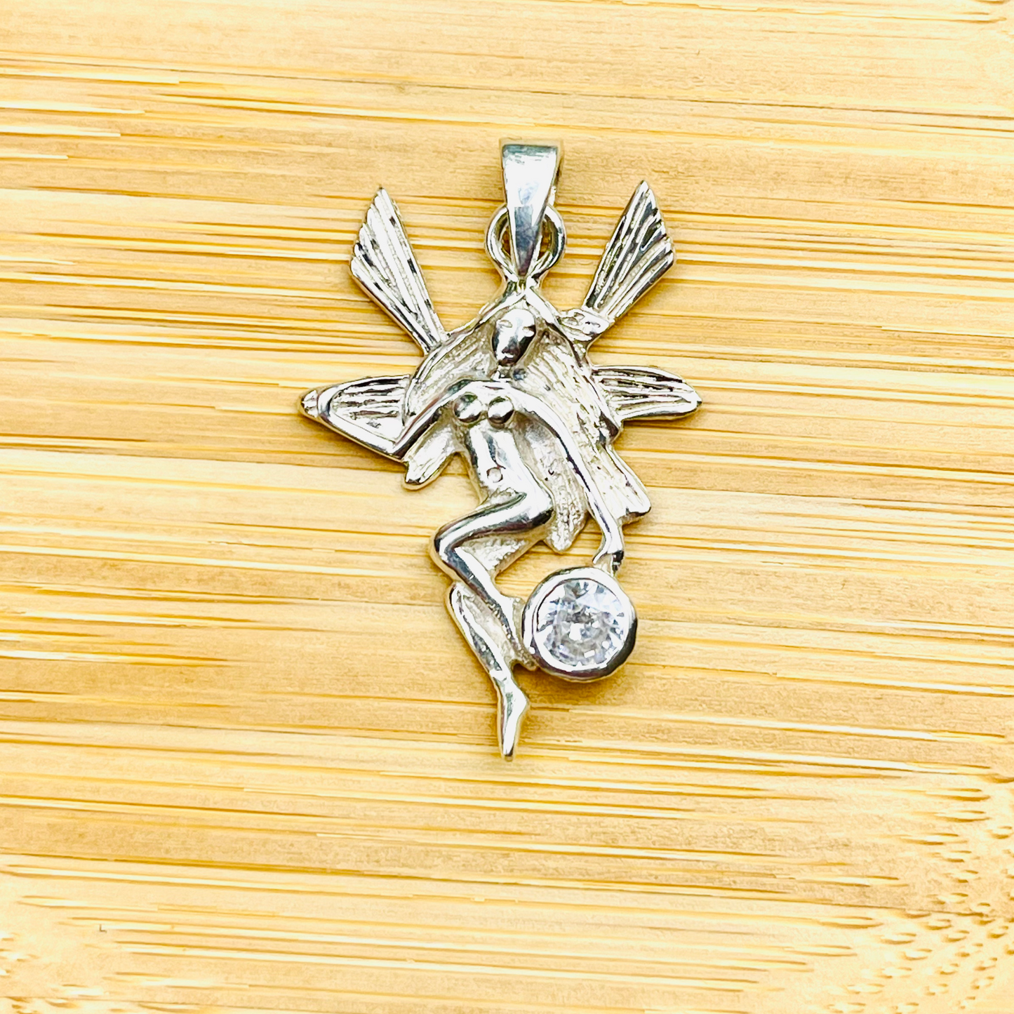Vintage Sterling Silver Angel Fairy Pendant