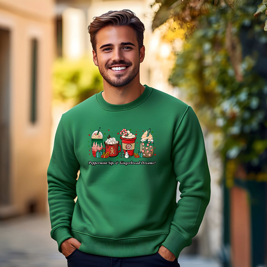 Men's Peppermint Sips & Gingerbread Dreams! Sweatshirt