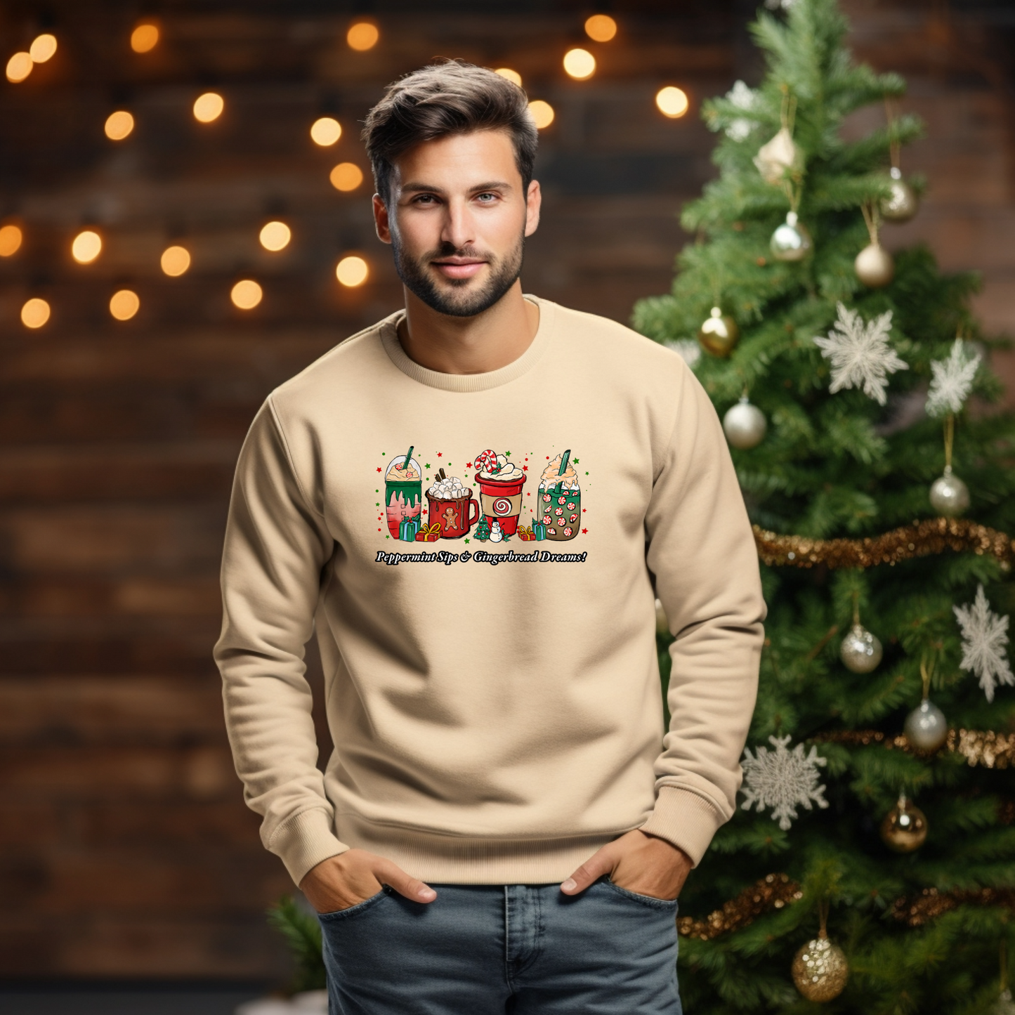 Men's Peppermint Sips & Gingerbread Dreams! Sweatshirt