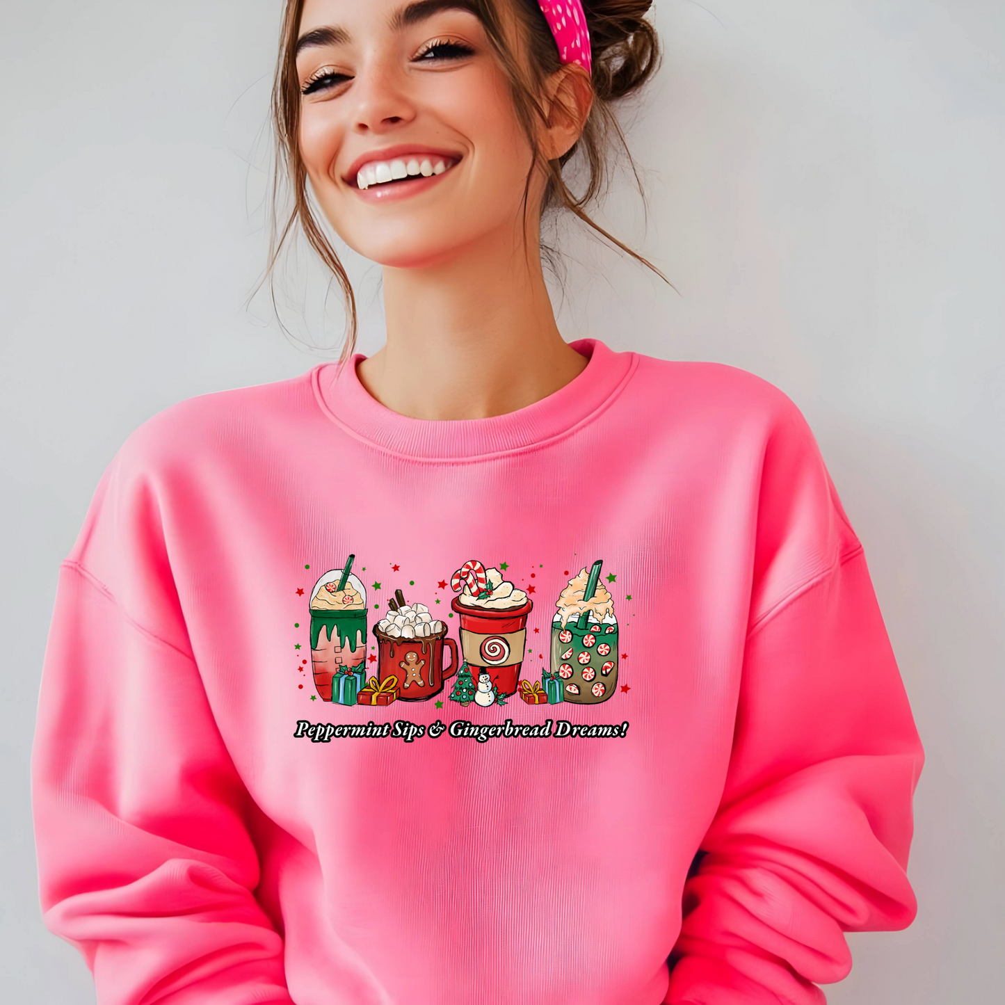 Women's Peppermint Sips & Gingerbread Dreams! Sweatshirt