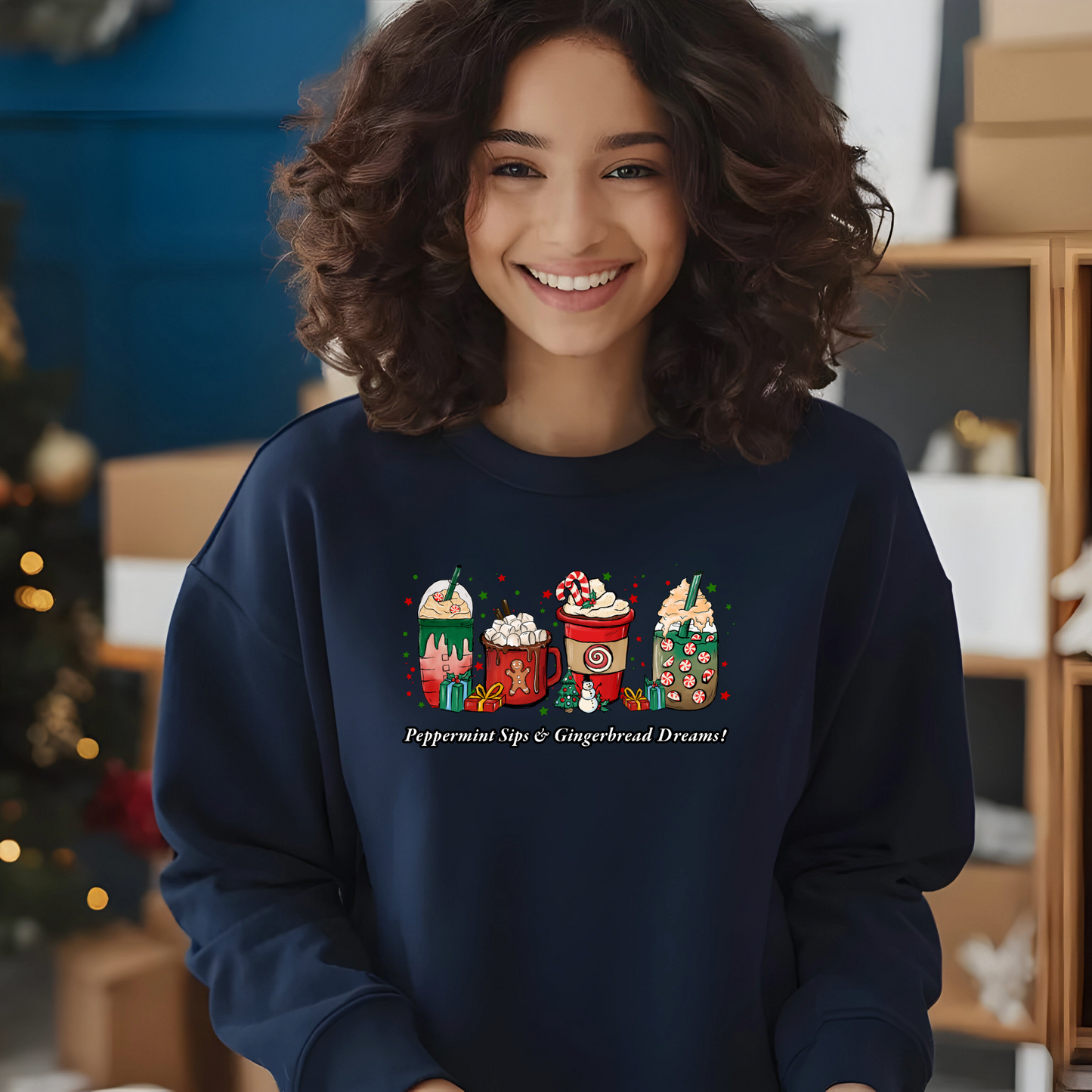 Women's Peppermint Sips & Gingerbread Dreams! Sweatshirt
