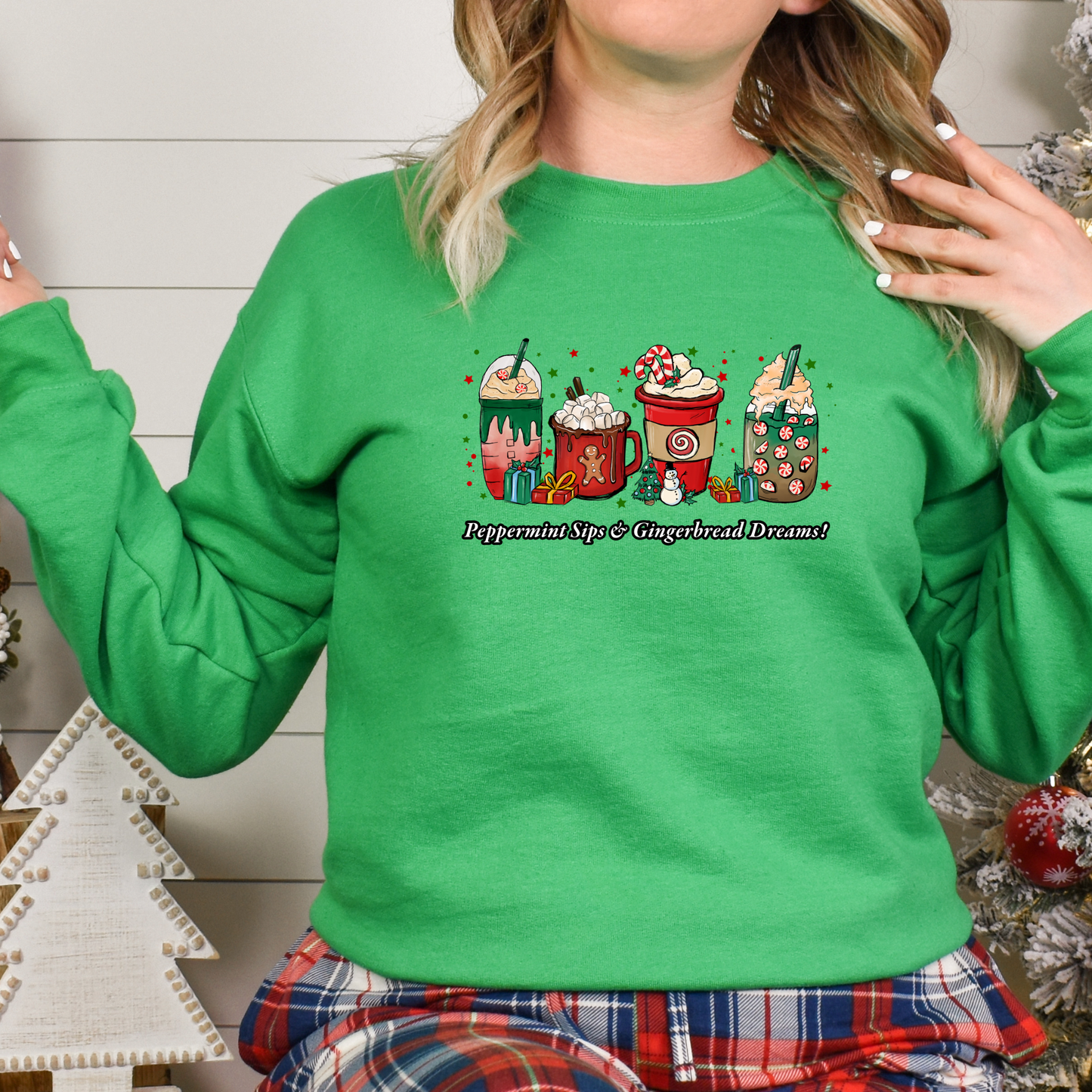 Women's Peppermint Sips & Gingerbread Dreams! Sweatshirt