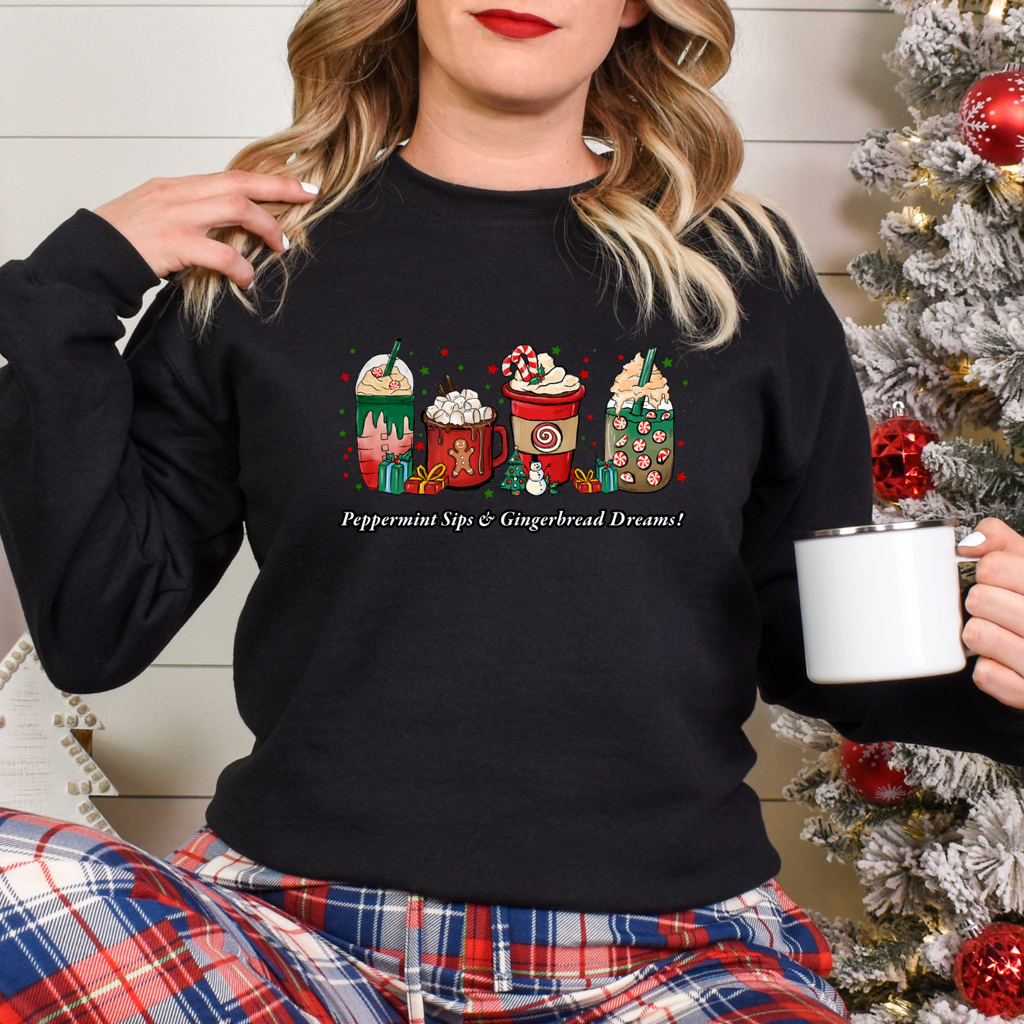 Women's Peppermint Sips & Gingerbread Dreams! Sweatshirt