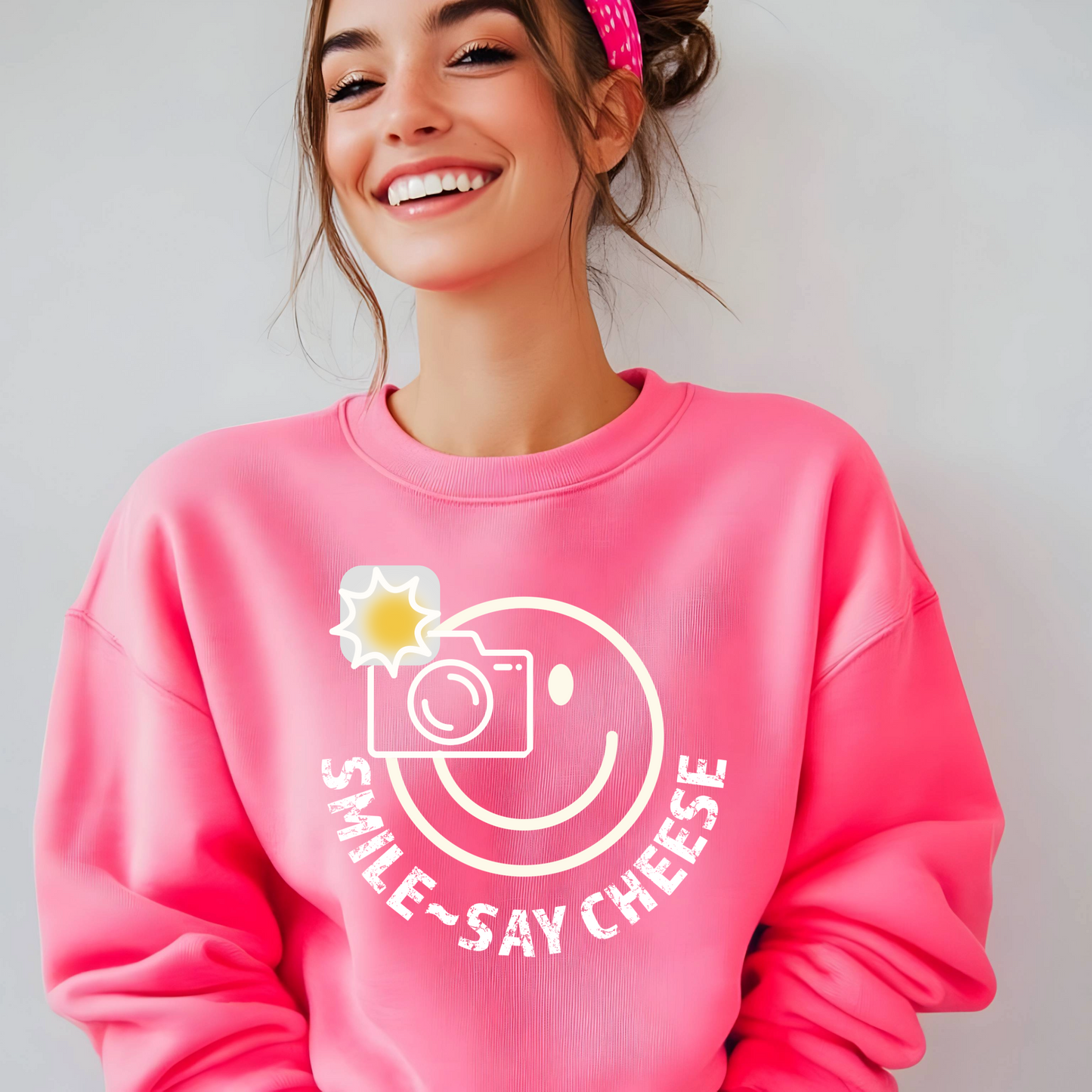 Women's Smile ~ Say Cheese Sweatshirt - White