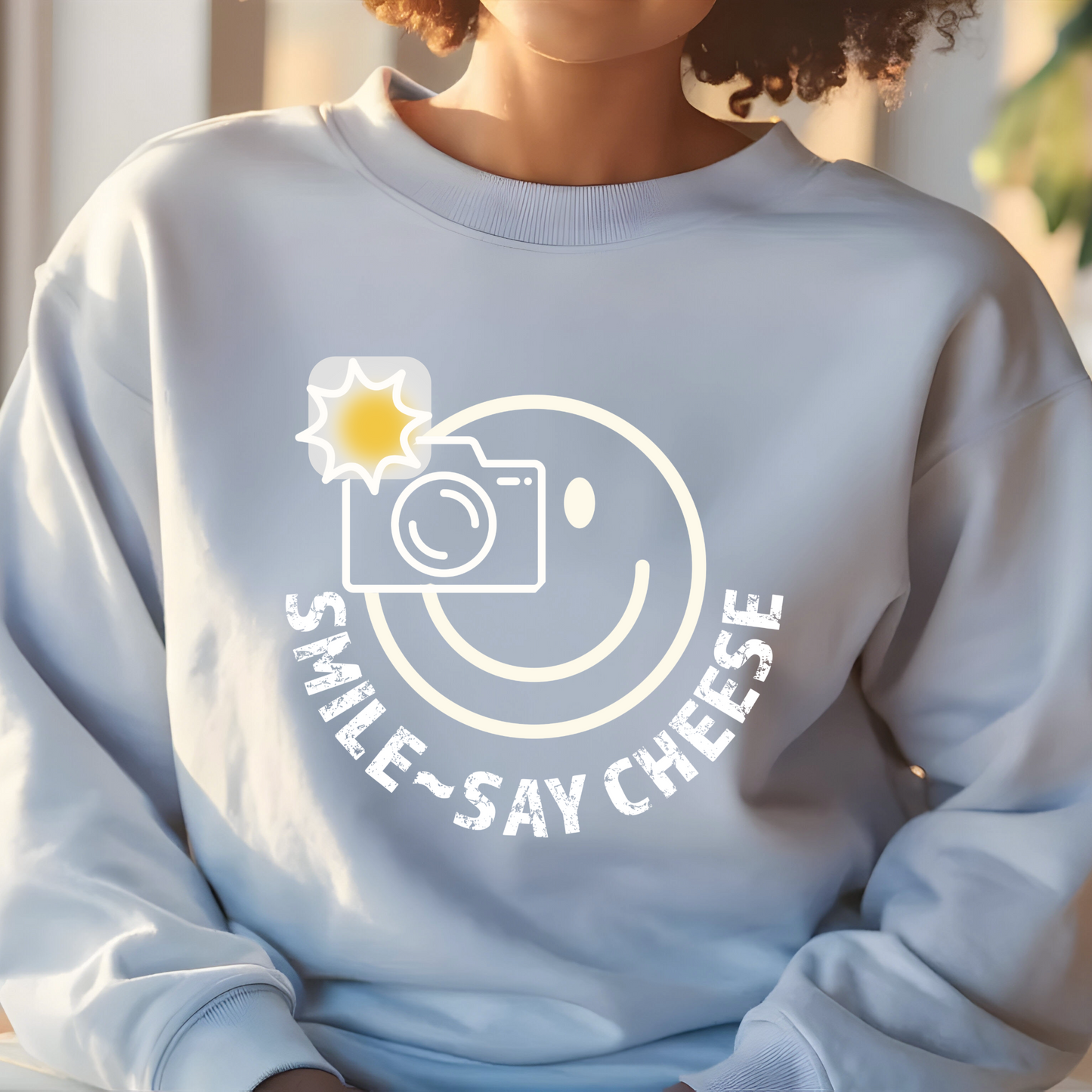 Women's Smile ~ Say Cheese Sweatshirt - White