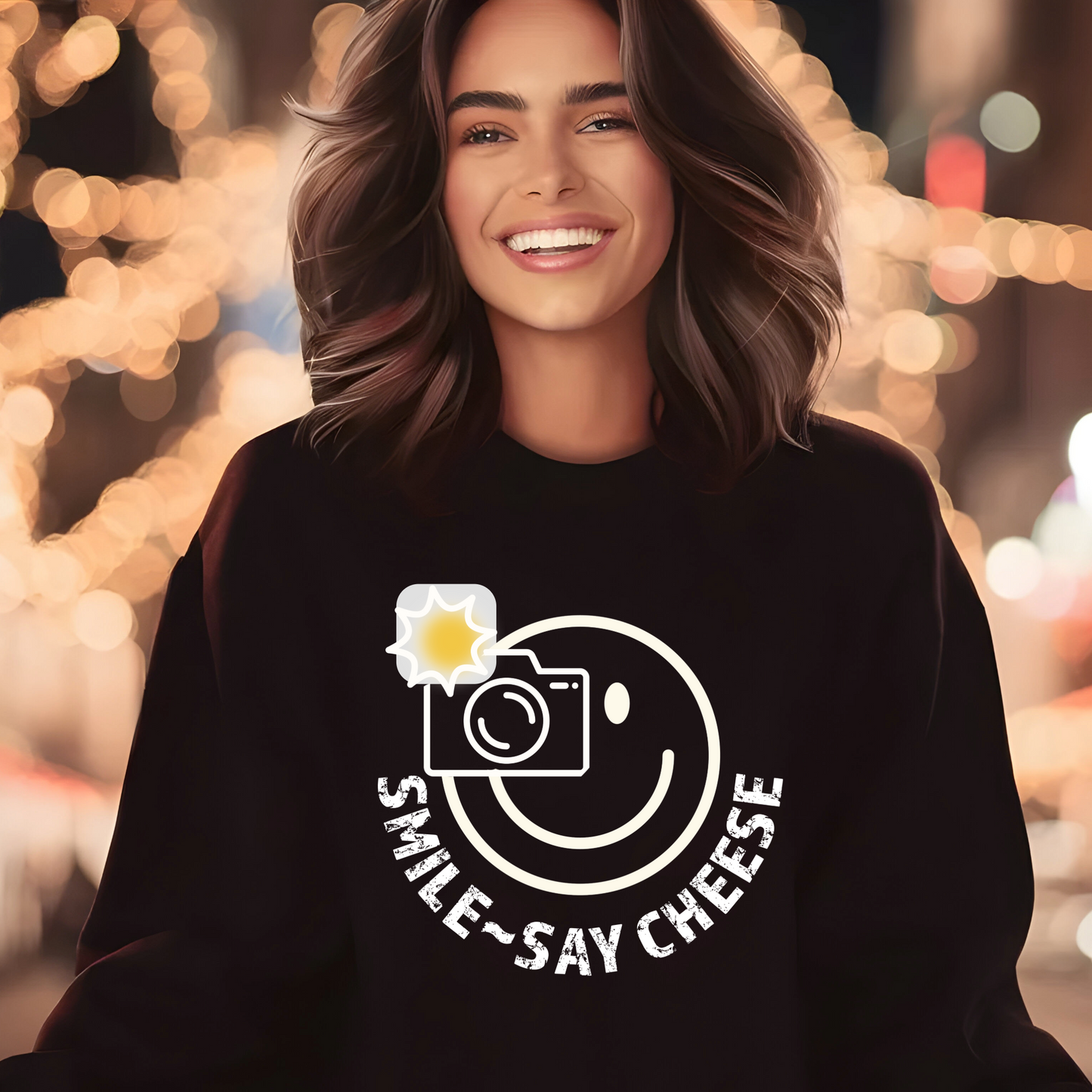 Women's Smile ~ Say Cheese Sweatshirt - White