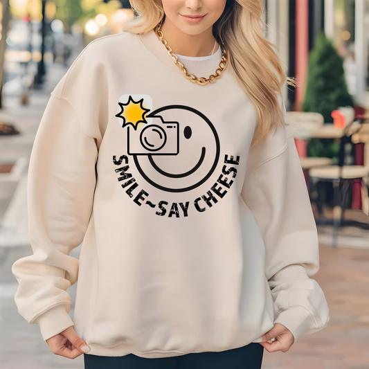 Women's Smile ~ Say Cheese Sweatshirt - Black