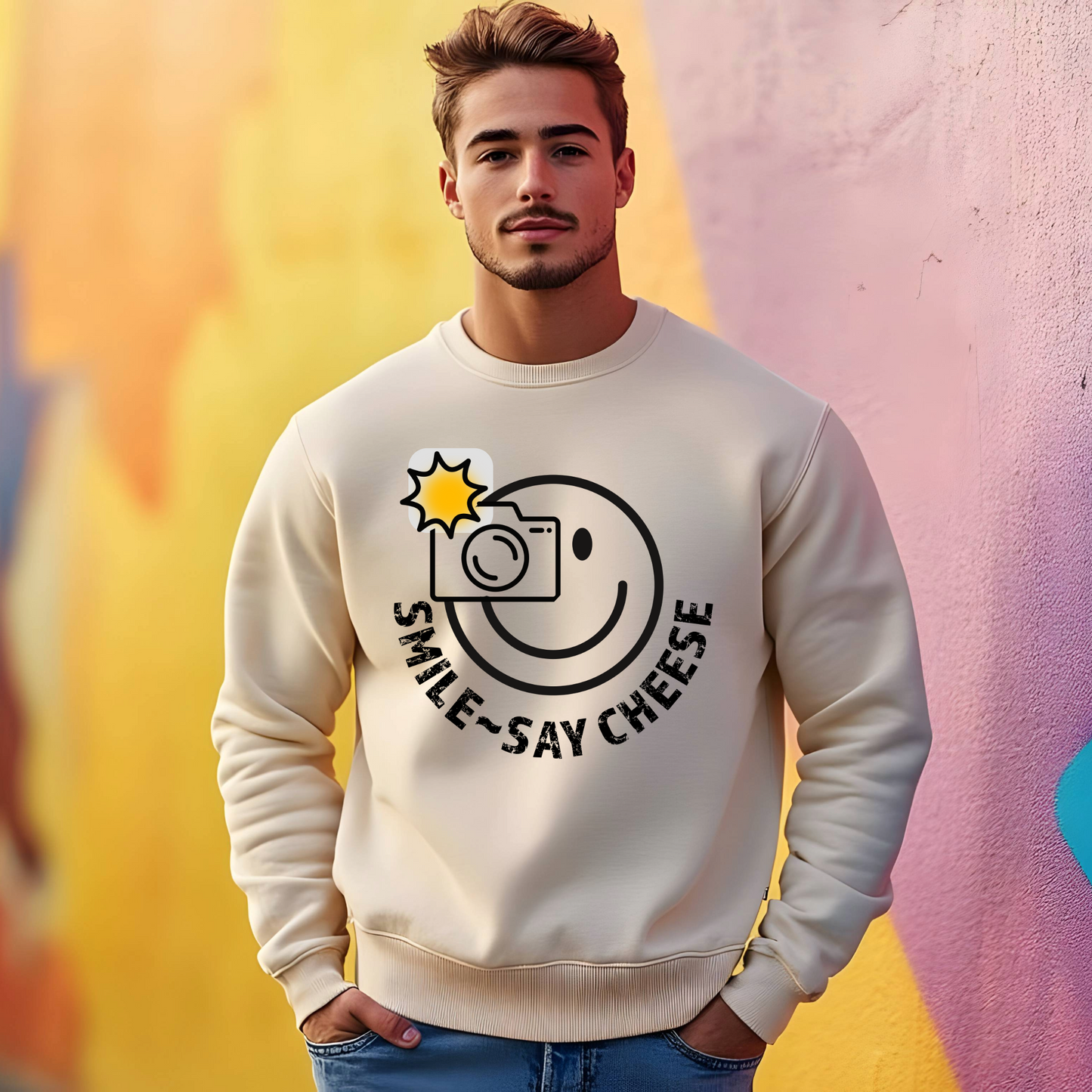 Men's Smile ~ Say Cheese Sweatshirt - Black