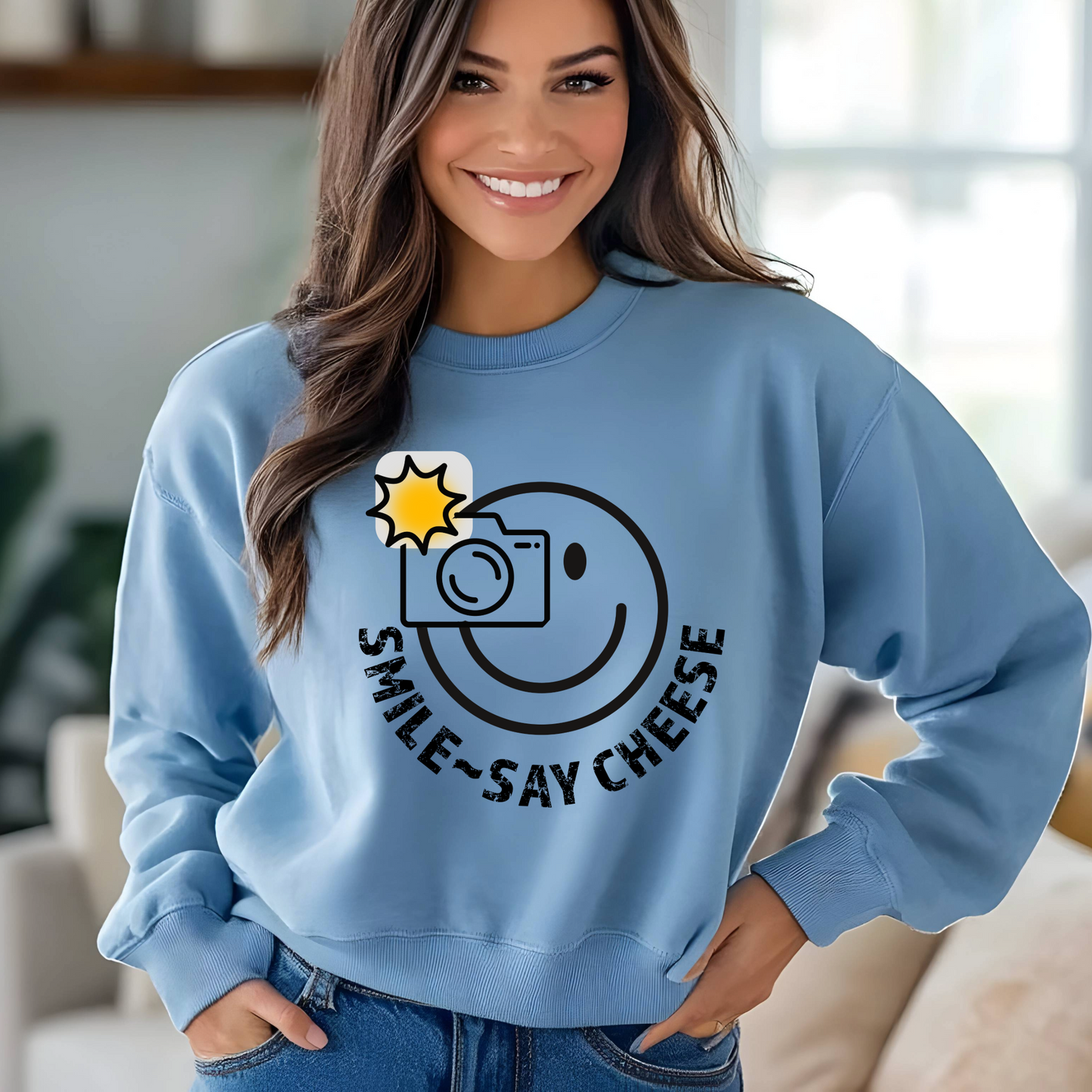 Women's Smile ~ Say Cheese Sweatshirt - Black