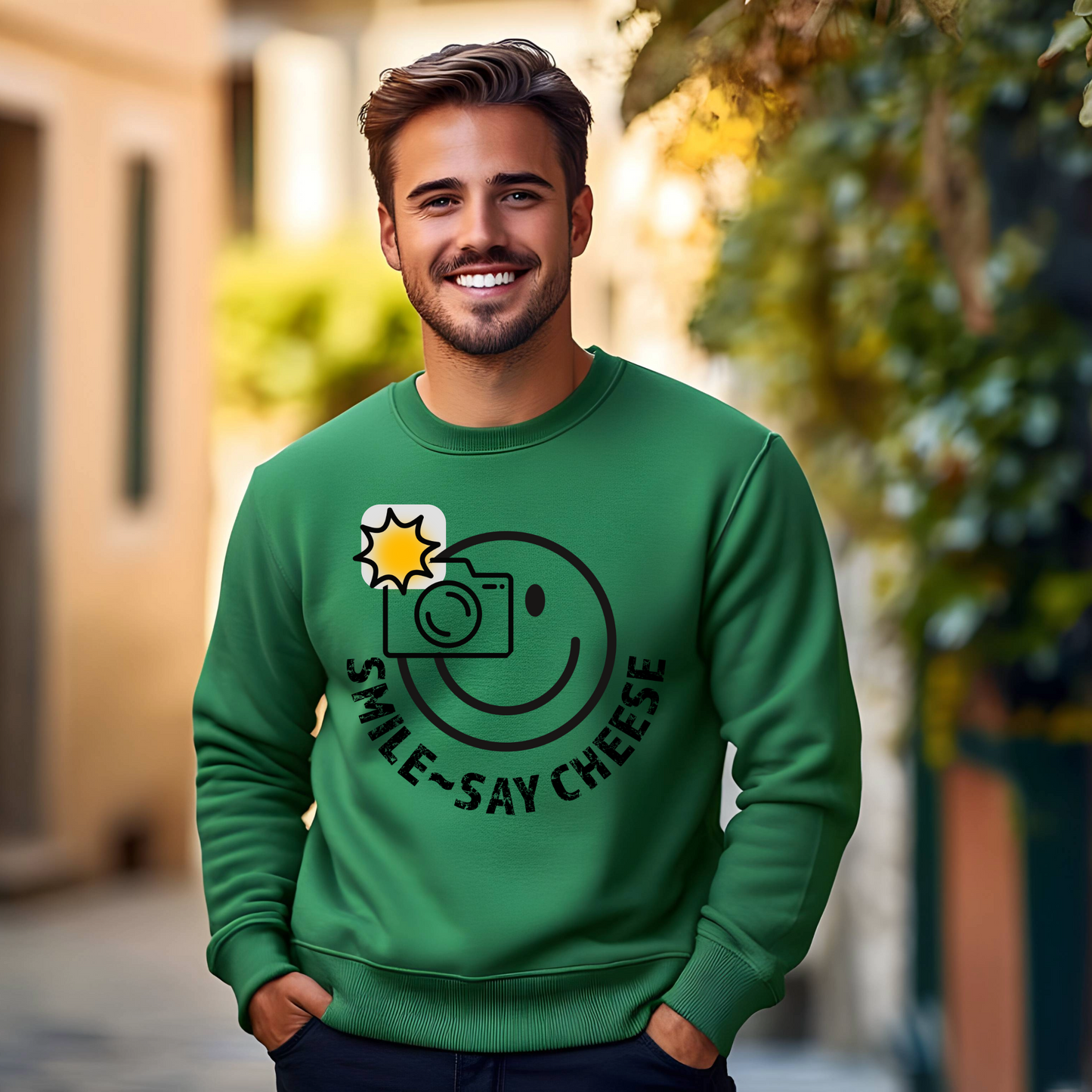 Men's Smile ~ Say Cheese Sweatshirt - Black