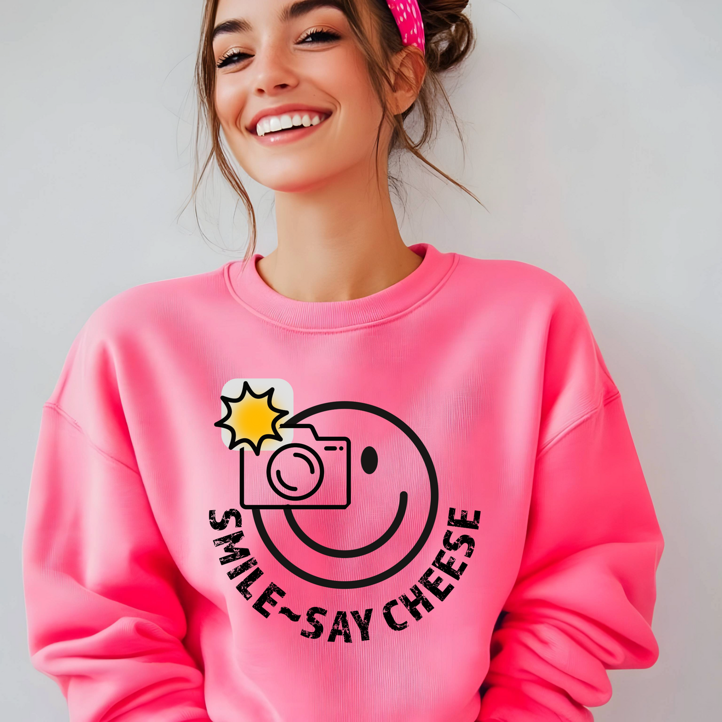 Women's Smile ~ Say Cheese Sweatshirt - Black